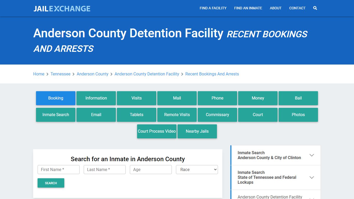 Anderson County Detention Facility Recent Bookings And Arrests