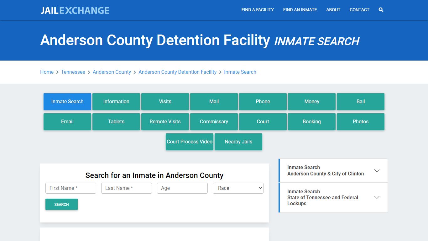 Anderson County Detention Facility Inmate Search - Jail Exchange